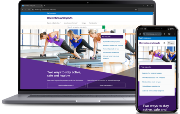 City of Mississauga Recreation homepage