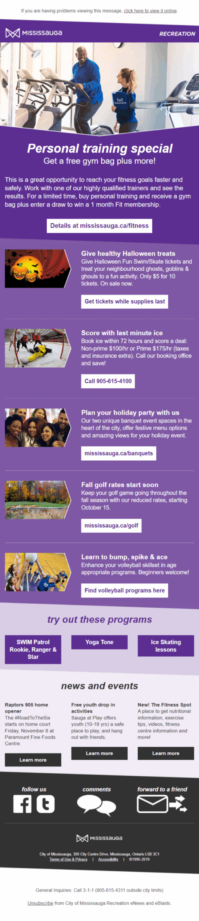 City of Mississauga Recreation eNews Full